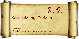 Kapitány Irén névjegykártya
