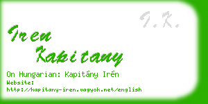 iren kapitany business card