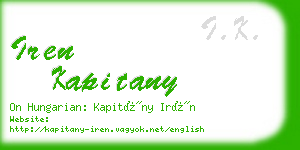 iren kapitany business card